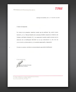 cartas de recomedación ascma asesoría en istemas de calidad y del medio ambiente