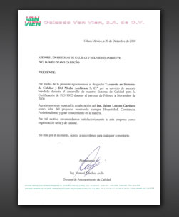 cartas de recomedación ascma asesoría en istemas de calidad y del medio ambiente
