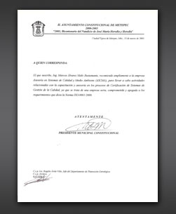 cartas de recomedación ascma asesoría en istemas de calidad y del medio ambiente